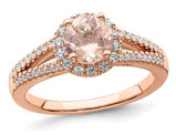 2.25 Carat (ctw) Morganite Halo Engagement Ring in 14K Rose Pink Gold with Diamonds